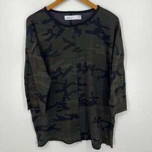 Daniel Patrick Los Angeles T-Shirt Mens XS Green Camouflage Oversized 3/4 Sleeve